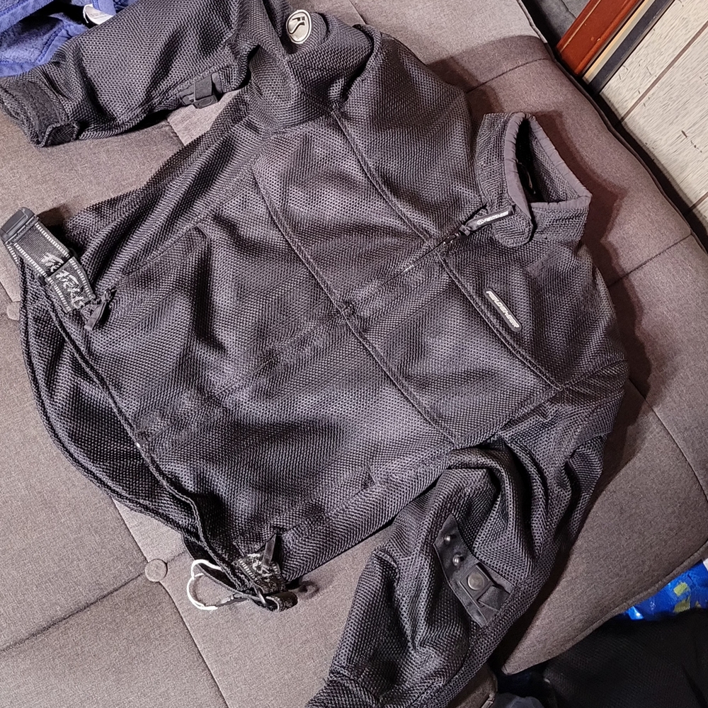 Black Performance Jacket With Distressed Leather … - image 1